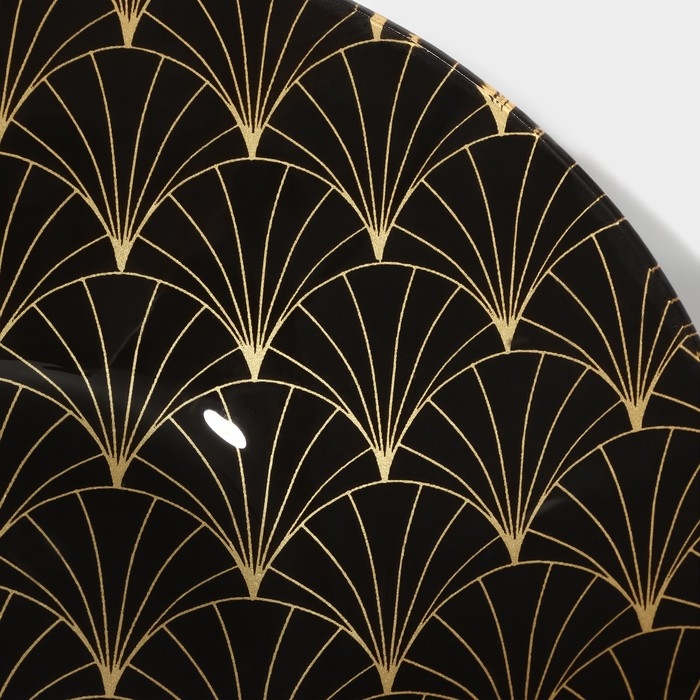 Салатник стеклянный Доляна «Золотое перо», 1.1 л, 22,5×5 см, цвет чёрный Салатник стеклянный Доляна «Золотое перо», 1.1 л, 22,5×5 см, цвет чёрный