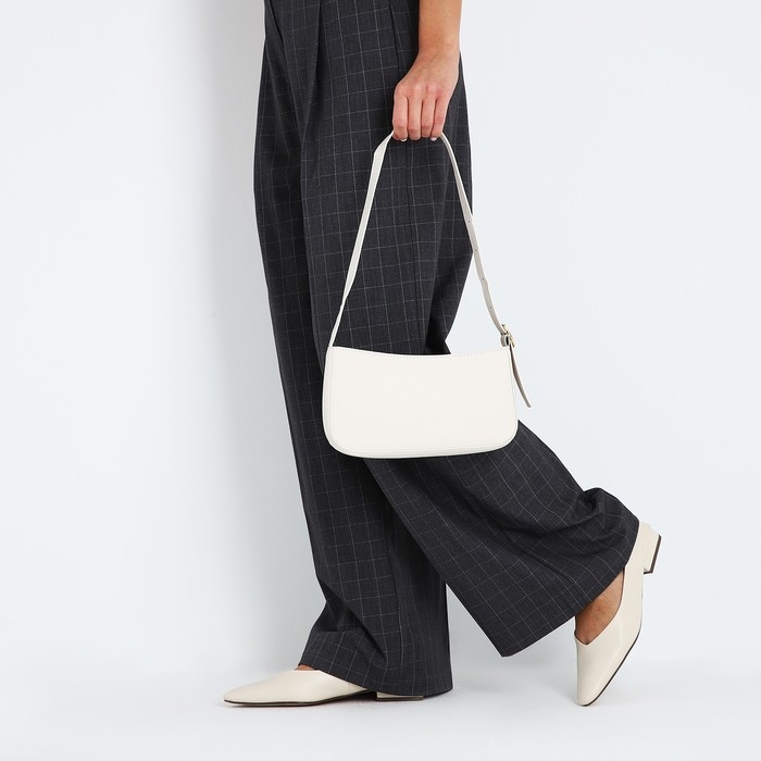 Сумка-багет на молнии, цвет белый Сумка-багет на молнии, цвет белый