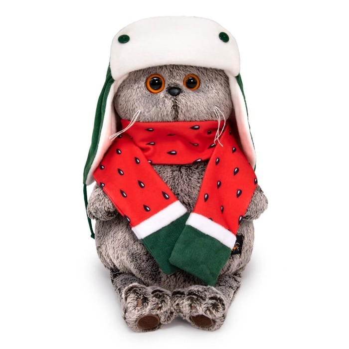 Мягкая игрушка «Басик» в двусторонней шапке и шарфе, 19 см Мягкая игрушка «Басик» в двусторонней шапке и шарфе, 19 см