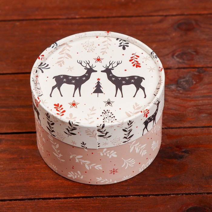 Новый год. Коробка Новый год. Коробка "Новогодние олени" завальцованная без окна 12 х 8 см