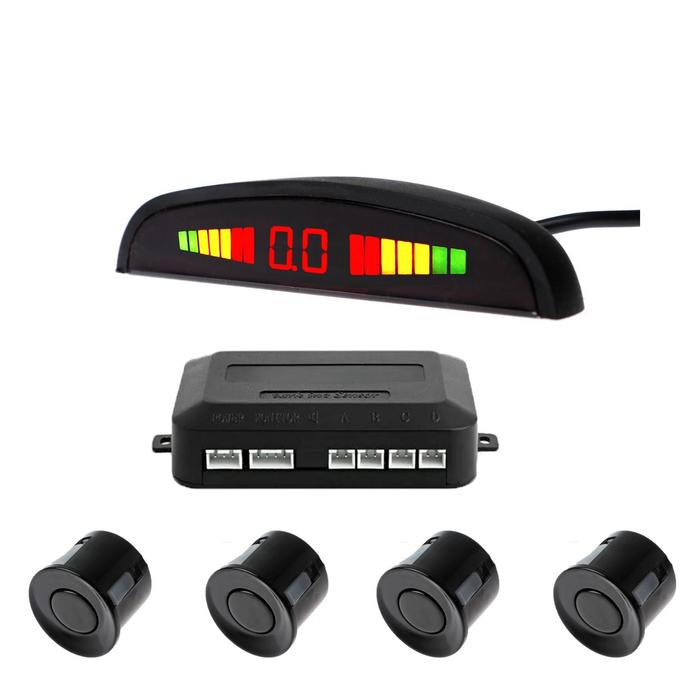 Парковочная система 4 датчика, LED-экран, 12 В, датчик чёрный Парковочная система 4 датчика, LED-экран, 12 В, датчик чёрный