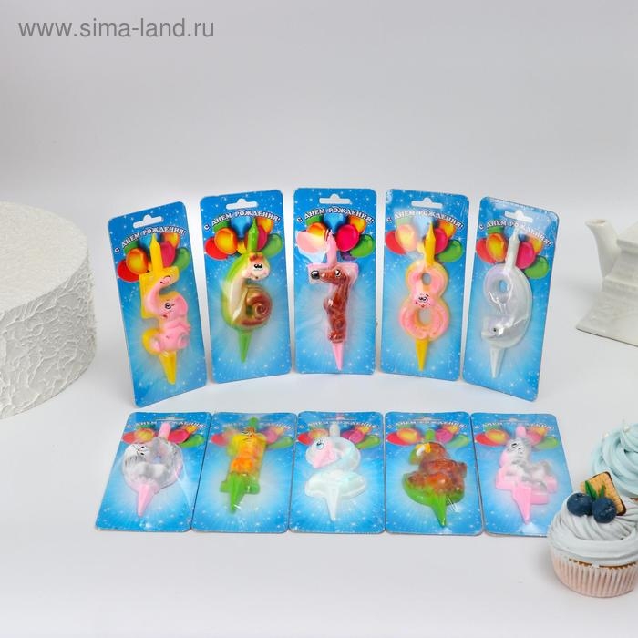 Шоу-бокс со свечами для торта цифры  Шоу-бокс со свечами для торта цифры "Зверушки" 10,2 см, 50 штук