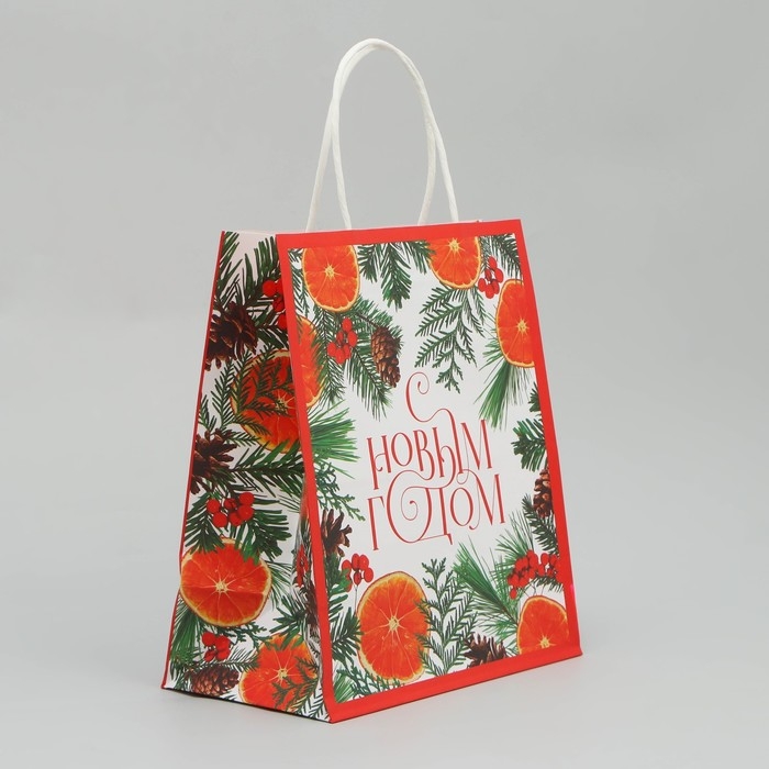 Пакет подарочный новогодний крафтовый «Новогоднее чудо», 22 х 25 х 12 см, Новый год Пакет подарочный новогодний крафтовый «Новогоднее чудо», 22 х 25 х 12 см, Новый год