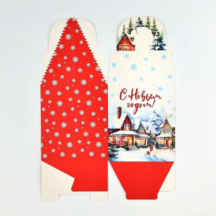 Коробка новогодняя складная «Город» 14 х 16 х 14 см, Новый год Коробка новогодняя складная «Город» 14 х 16 х 14 см, Новый год