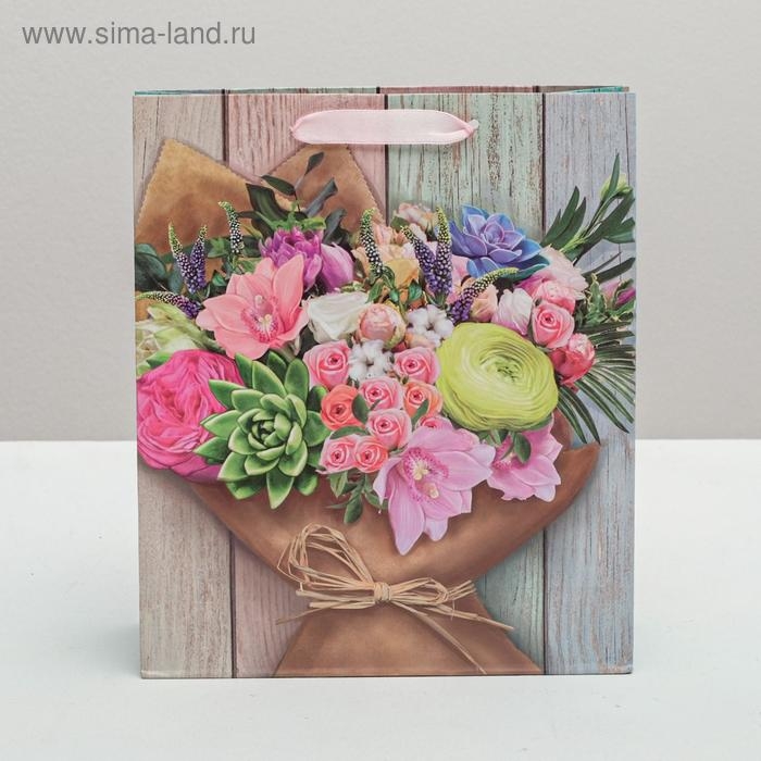 Пакет подарочный ламинированный вертикальный, упаковка, &laquo;Поздравляю!&raquo;, ML 23 х 27 х 11,5 см