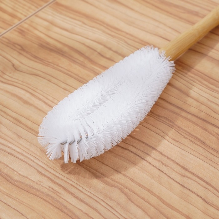 Щётка для посуды Доляна Meli, 30×7 см, бамбуковая ручка, замшевая петелька Щётка для посуды Доляна Meli, 30×7 см, бамбуковая ручка, замшевая петелька