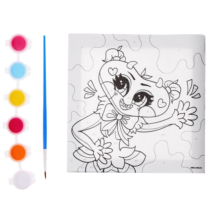 Картина по номерам для детей «Мягкая подружка», 15 х 15 см Картина по номерам для детей «Мягкая подружка», 15 х 15 см