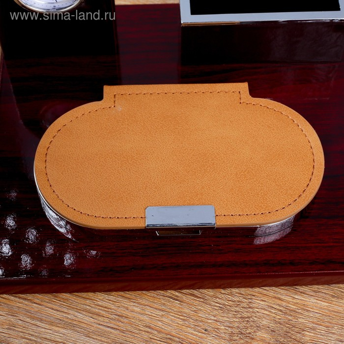 Набор настольный 5в1 с визитницей и часами, вишня 34х20х13 см