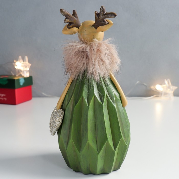 Сувенир полистоун Сувенир полистоун "Оленёнок - девочка в геометрическом платье с сердечком" 9х8,5х18 см