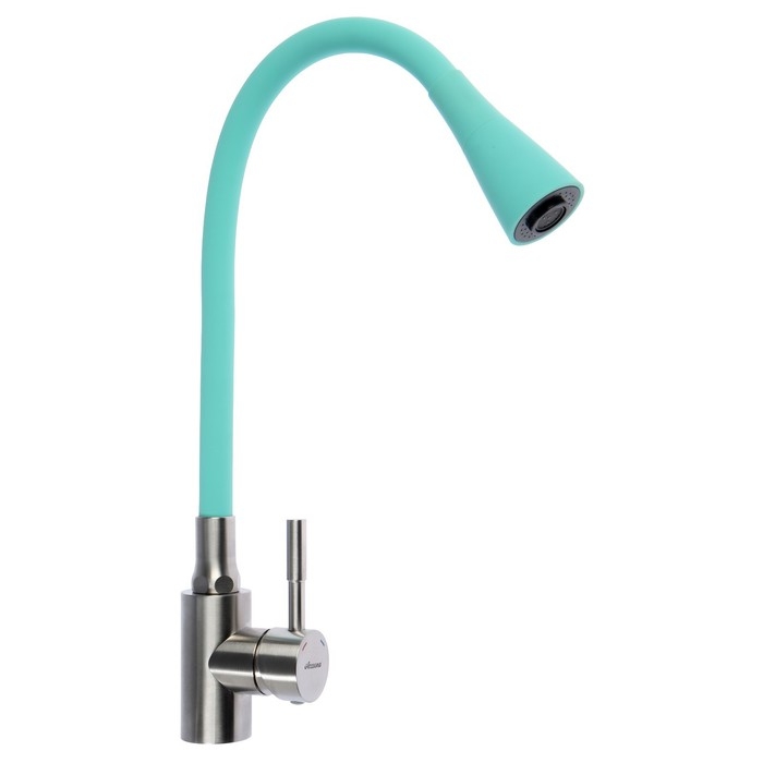 Смеситель для кухни Accoona A9890K-3, однорычажный, гибкий излив, 2 режима, бирюзовый Смеситель для кухни Accoona A9890K-3, однорычажный, гибкий излив, 2 режима, бирюзовый