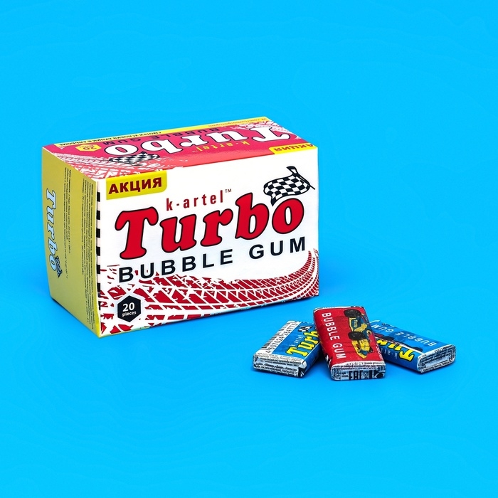 Жевательная резинка Turbosport racing, со вкусом дыни, арбуза, яблока, персика, 20 шт по 4,5 г Жевательная резинка Turbosport racing, со вкусом дыни, арбуза, яблока, персика, 20 шт по 4,5 г