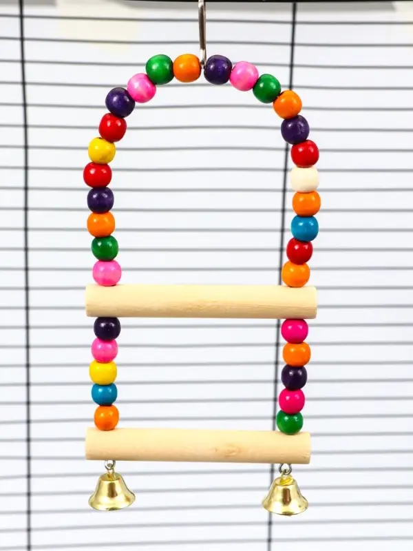 Качели для птиц с деревянными жердочками, 12&times;21 см, цвет МИКС