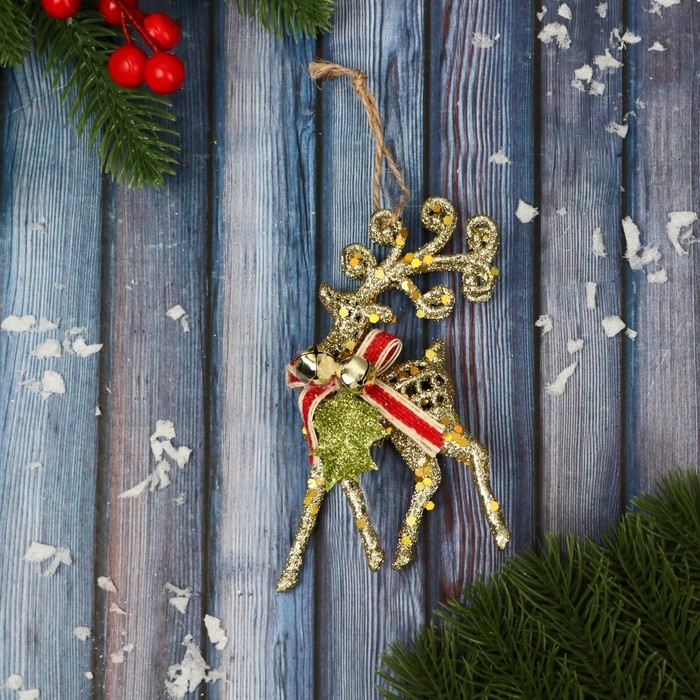 Украшение ёлочное Украшение ёлочное "Олень ажур" 9х14 см, золото