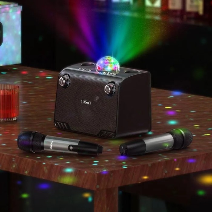 Портативная караоке система Hoco BS41 Plus, 15 Вт, ВТ 5.0, 4800 мАч, 2 микрофона, чёрная Портативная караоке система Hoco BS41 Plus, 15 Вт, ВТ 5.0, 4800 мАч, 2 микрофона, чёрная