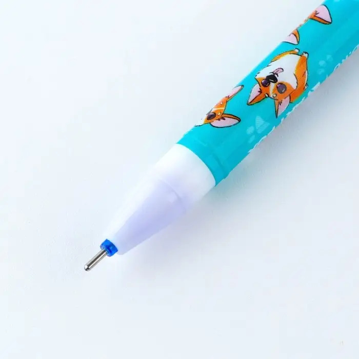 Ручка пластик пиши-стирай с колпачком «Корги», синяя паста, гелевая 0,5 мм Ручка пластик пиши-стирай с колпачком «Корги», синяя паста, гелевая 0,5 мм