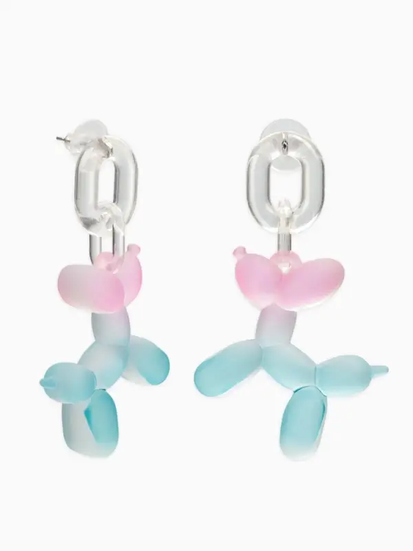 Серьги пластик &laquo;Собачка&raquo;, из воздушного шара, розово-голубые