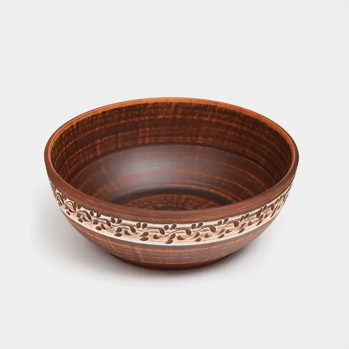 Салатник «Классический», ангоб, красная глина, 1 л