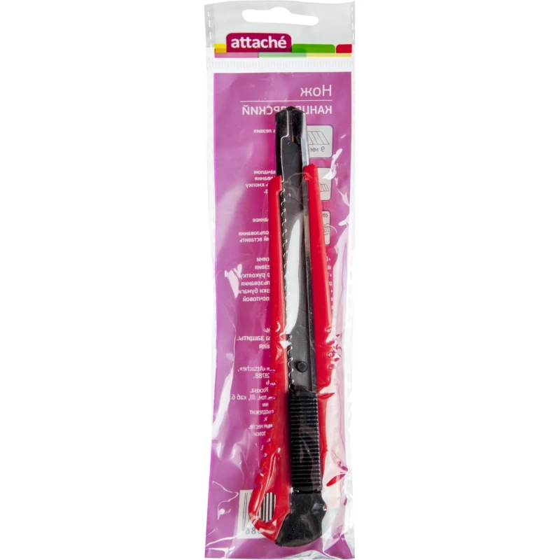 Нож канцелярский 9мм&nbsp;Attache с фиксатором и металлическими направляющими