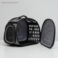 Складная сумка - переноска, 43.5&times;28&times;33 см, с отдельным входом, материал EVA, серая