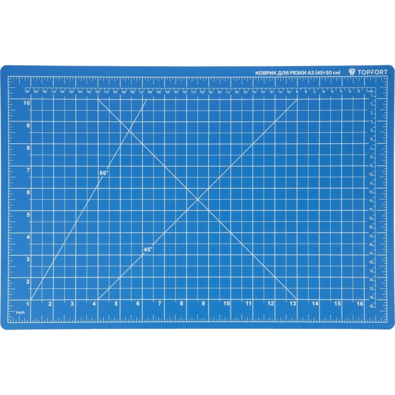 Коврик для резки Topfort 5ти-слойный А3 (45х30см),2х-сторонний,синий