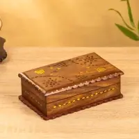 Шкатулка резная "Флористика" 20х12,5х6,5 см, дерево шишам