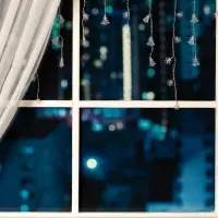 Гирлянда &laquo;Бахрома&raquo; 1.8&times;0.5 м с насадками &laquo;Ёлки и снежинки&raquo;, IP20, прозрачная нить, 48 LED, свечение мульти (RG/RB), мигание, 220 В