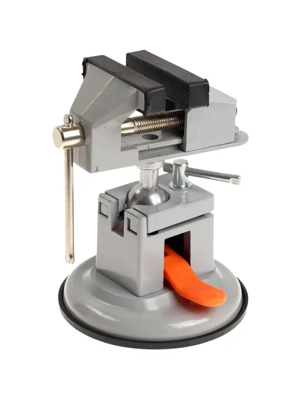 Мини-тиски алюминиевые ТУНДРА, усиленное крепление на присоске, поворотный шарнир, 75 мм