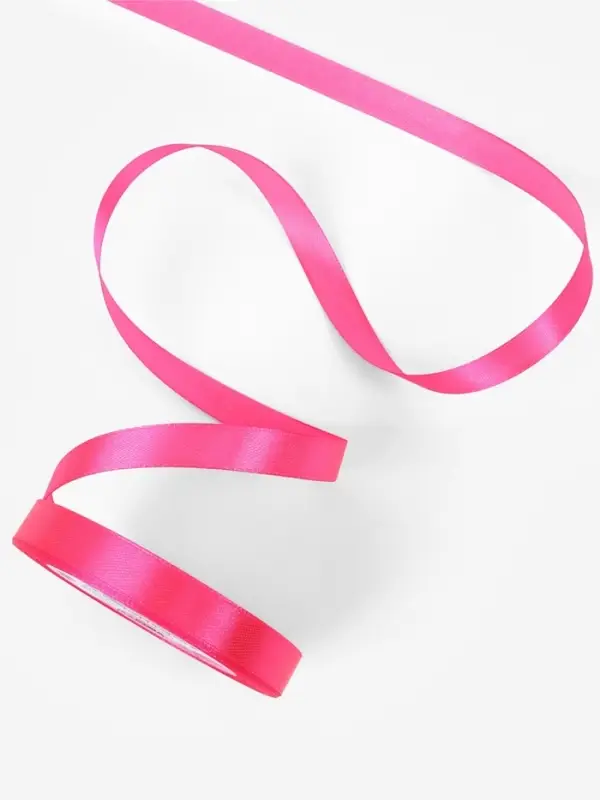 Лента атласная, 12 мм, 23±1 м, ярко-розовая №190