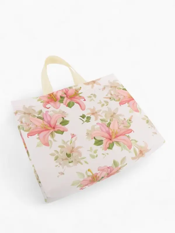 Сумка хозяйственная без застёжки, с цветочным принтом, 32&times;10&times;26 см, белая