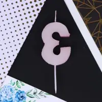 Свеча для торта, цифра «3», розовая, 10 х 4 см