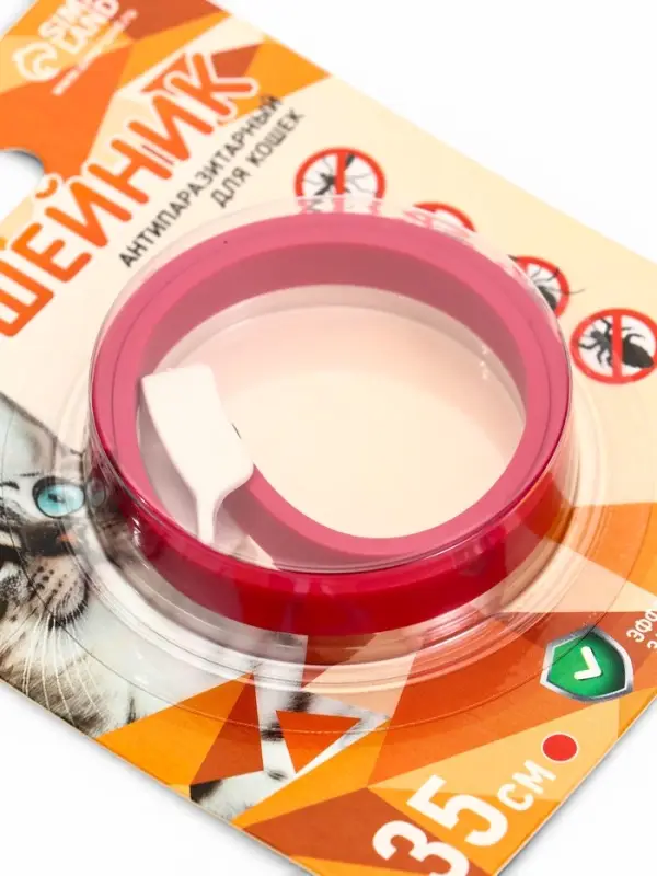 Биоошейник от паразитов для кошек &laquo;ПИЖОН&raquo;, от блох и клещей, 35 см, красный