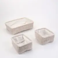 Набор корзин &laquo;Soft&Pure&raquo; 3 шт.: 1 шт. 38&times;27&times;11.5 см, 2 шт. 22&times;18&times;11 см, полиэстер. белый