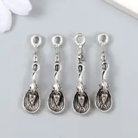 Сувенир кошельковый металл "Ложка с мышкой" 4,5х1,1 см