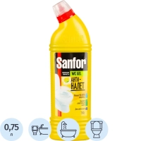 Средство для сантехники SANFOR WС гель 750 г, лимонная свежесть