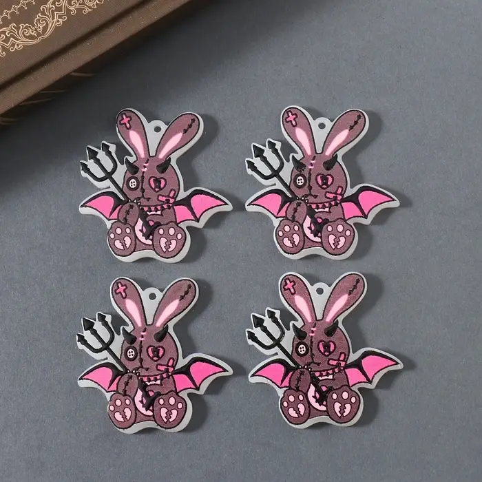 Декор для творчества акрил двусторонний Декор для творчества акрил двусторонний "Зайка-дъяволёнок" 4,3х4х0,2 см