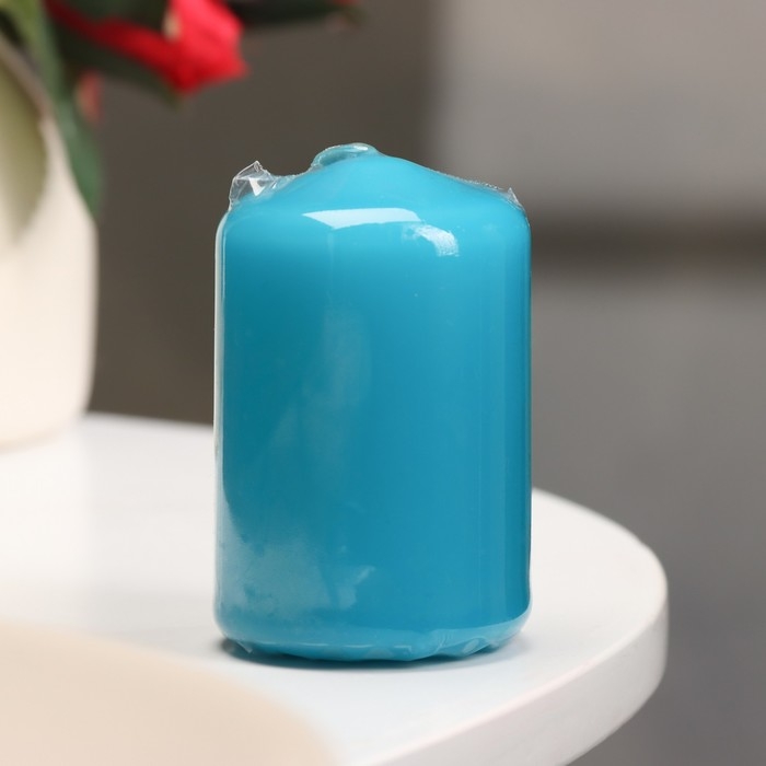 Свеча - цилиндр, 4×6 см, 9 ч, бирюза Свеча - цилиндр, 4×6 см, 9 ч, бирюза