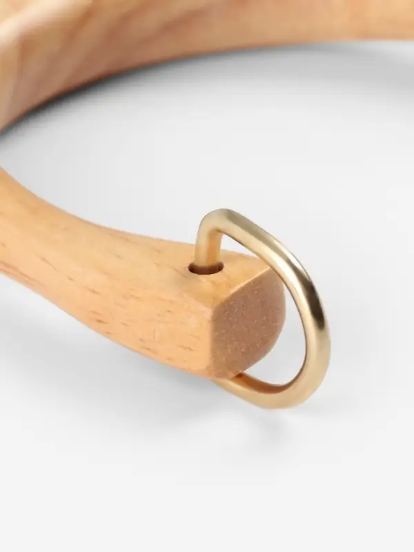 Ручки для сумки деревянные, с полукольцами, 10.3&times;8 см, 2 шт., цвет бежевый, золотой