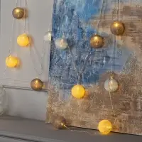 Гирлянда &laquo;Нить&raquo; 5 м с насадками &laquo;Клубки небесные&raquo;, IP20, прозрачная нить, 20 LED, свечение тёплое белое, 220 В