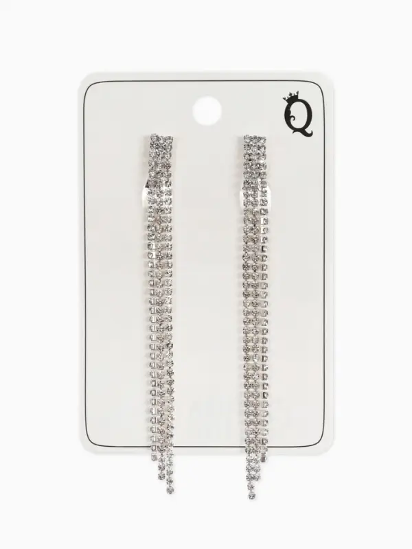 Серьги клипсы для ушей QF &laquo;Лёд&raquo;, тройная сплошная, белые в серебре