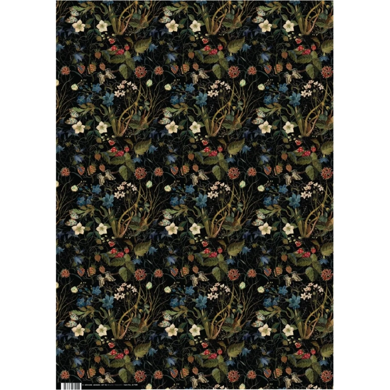 Бумага упаковочная FLORA.ЛЕСНЫЕ ЯГОДЫ, 50 х 70 см (4 листа), 2-794/02