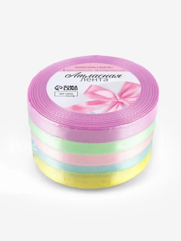 Атласная лента, набор 5 шт. &laquo;Пастельный&raquo;, 10 мм, 23&plusmn;1 м