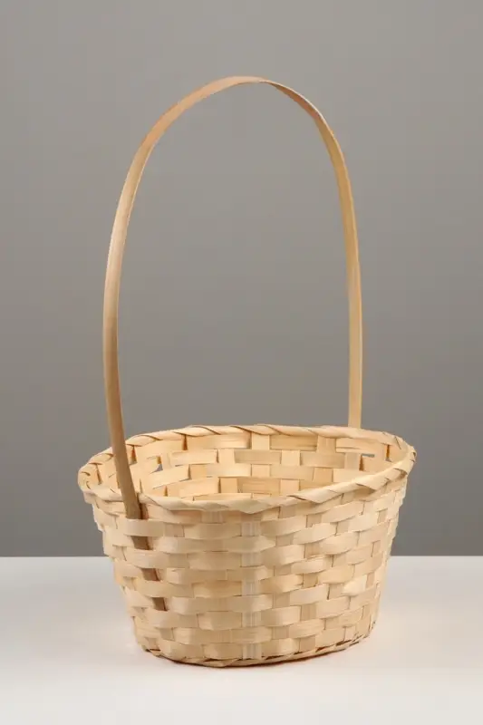 Корзина плетёная для хранения, 30&times;22&times;13 см, ручка h=36 см, бамбук, натуральный цвет, Greengo