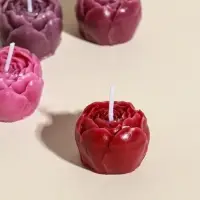 Набор свечей декоративных "Пионы" 5 шт 3,5х3,5х2,5 см розово-фиолетовые 6,5х22,5х3,5 см