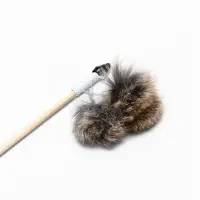Дразнилка - удочка &laquo;Меховой пушок на трех резинках&raquo;, на деревянной палочке, цвет МИКС