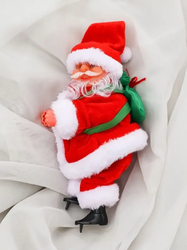 Дед Мороз "С мешком, на лестнице" 20х9 см, 65 см, движение, музыка, красный