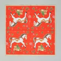 Салфетки бумажные трёхслойные «Новогодняя лошадка. Красный фон», 33х33, 20шт