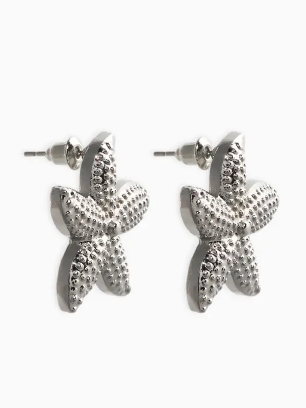 Серьги металл Серьги металл "Морская звезда", цвет серебро