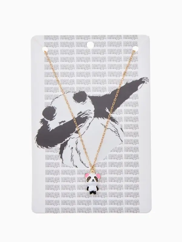 Кулон на цепочке &laquo;Прелесть&raquo;, панда милый, бело-чёрный в золоте, 40 см