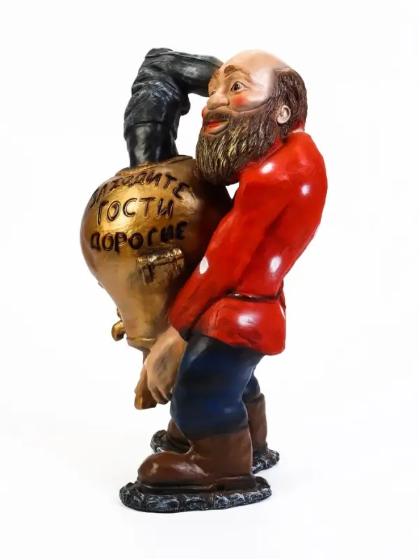 Садовая фигура из полистоуна &laquo;Дед с самоваром&raquo;, 56&times;34&times;32 см