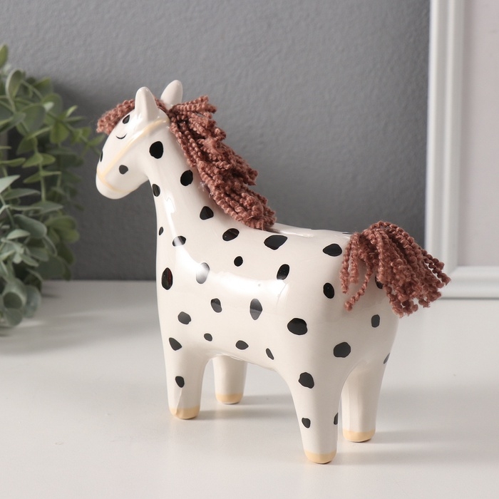 Копилка керамика Копилка керамика "Лошадка-брюнетка в горошек" 16х6,5х15,4 см